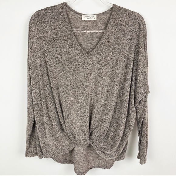 Anthropologie Tops - Lavender Field Marled Black Blush Knotted Top M